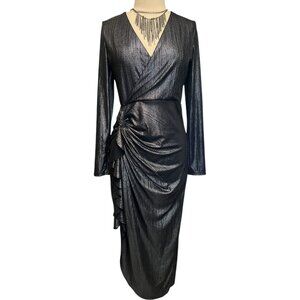 Black and metallic silver asymmetrical dress